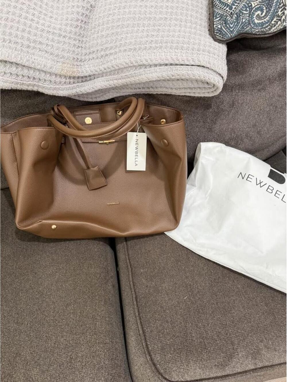 Newbella Marella Leather Tote Brown